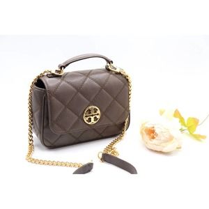 Tory Burch Willa Mini Top Handle Crossbody Bag Volcanic Stone Color